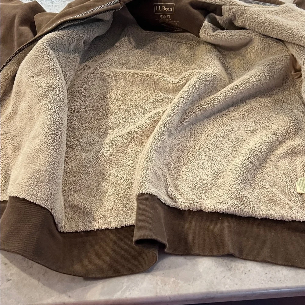 L.L. Bean green Hoodie Sherpa fleece lined 10/12 unisex - Picture 8 of 9